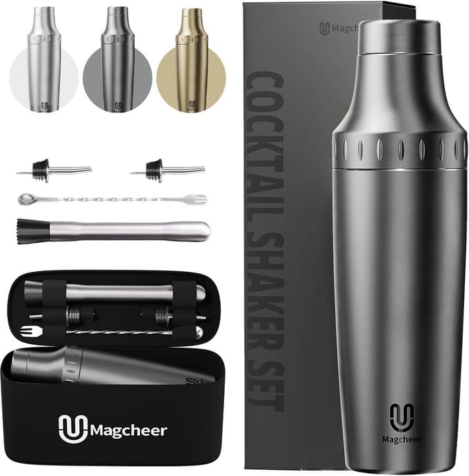 Geïsoleerde Cocktailshaker 900ml met Ingebouwde Jigger - Premium IJsvrije Barkeeper Set