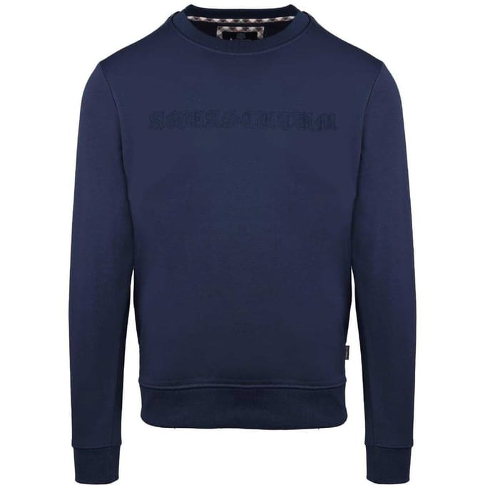Aquascutum Heren Sweatshirt met geribde kraag (Marine)