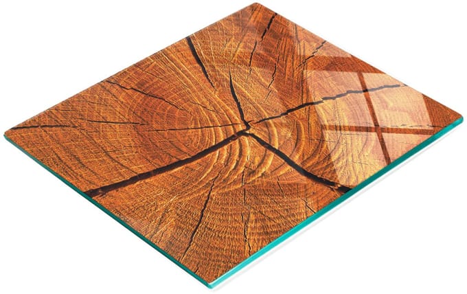 Multifunctionele decoratieve glazen keukenplank, houtbruin, 60x52 cm