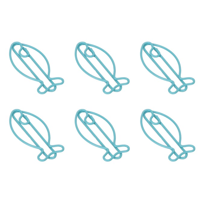 100 stuks Vormgegeven Paperclips Visvorm Metaal Draagbaar Kantoorclips voor Bestandsclassificatie Document blue