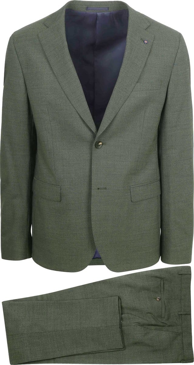 Suitable Strato Toulon Kostuum Wol Sterling Groen - Maat 46 - Heren
