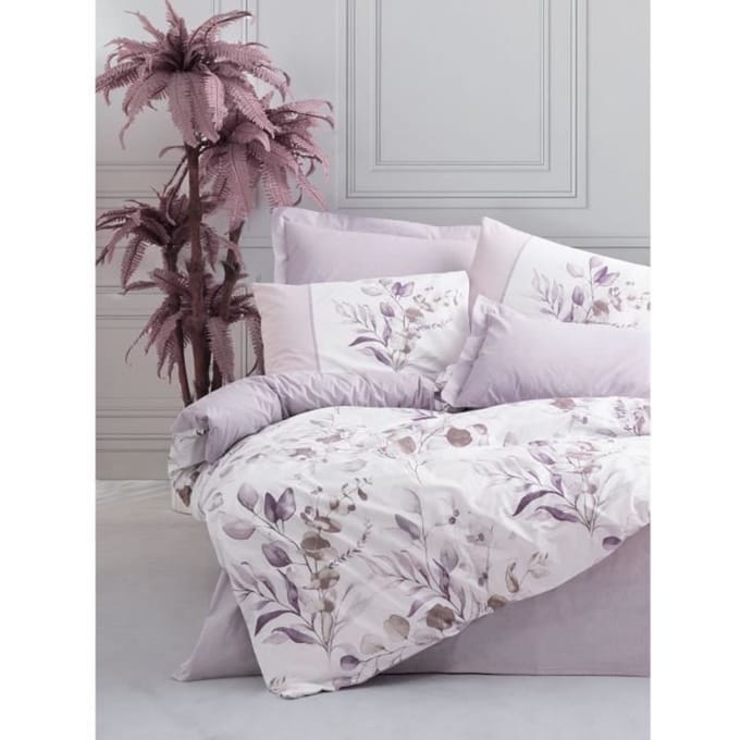 Beddengoed set - 1 dekbedovertrek 220 x 240 cm + 2 kussenslopen 60 x 60 cm - 100% percal katoen - Lila