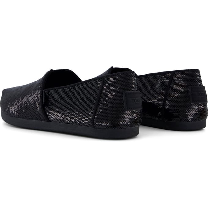TOMS Alpargata Pailletten Textiel Dames Zwarte Espadrilles