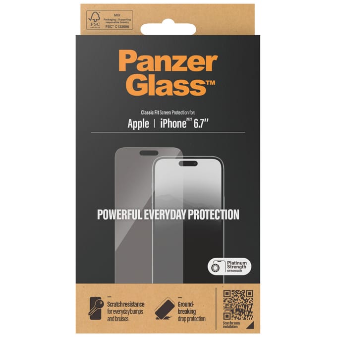PanzerGlass Screenprotector geschikt voor Apple iPhone 15 Plus Glazen | PanzerGlass Classic Fit Screenprotector - Case Friendly