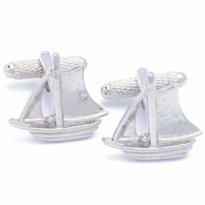 Manchetknopen - Boot Zeilboot Twee Zeilen Zilver