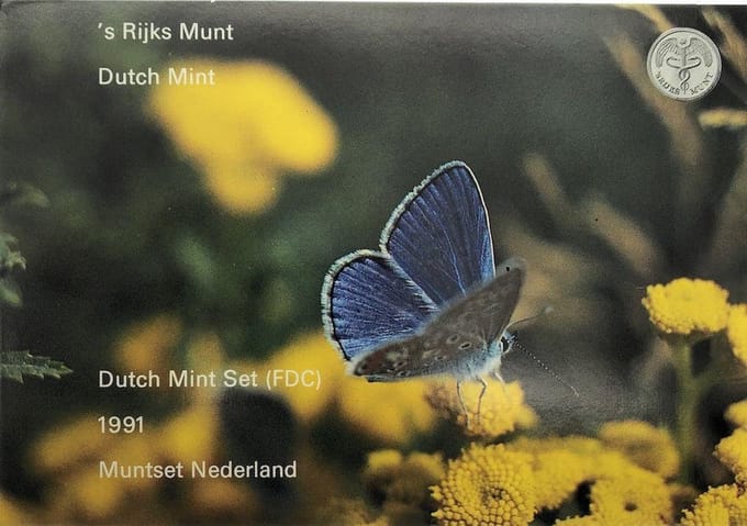 Set munten 1991 - 5 Gulden - Rijksdaalder - gulden - 25 cent - 10 cent - 5 cent