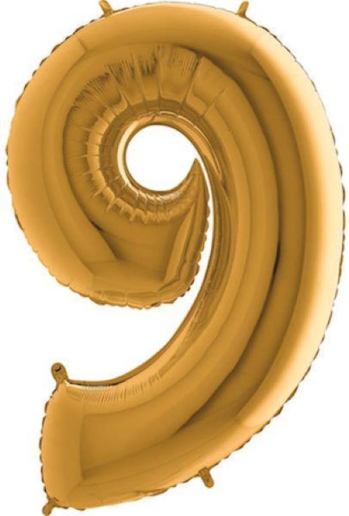 Folieballon - cijfer 9 - goud - Grabo Balloons - 66cm