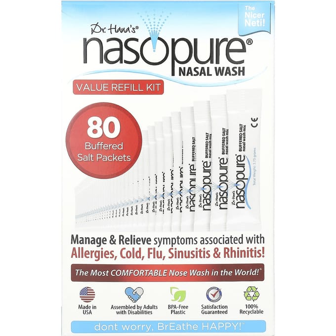 Neusdouche, Voordelige Navulset, Gebufferd Zout Pak van 80 white