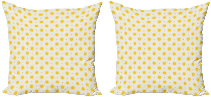 ABAKUHAUS Geometrische Kussenhoezen Set – 40x40 cm – Geel/Wit