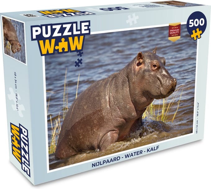 Puzzel Nijlpaard - Water - Kalf - Legpuzzel - Puzzel 500 stukjes