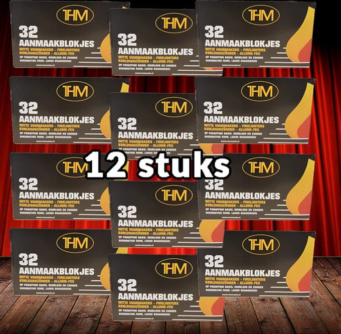 THM Witte Aanmaakblokjes 32 stuks Paraffine 12 Pakjes
