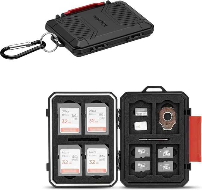Opbergdoos voor 24 Geheugenkaarten: 12 SD & 12 Micro SD (Zwart)