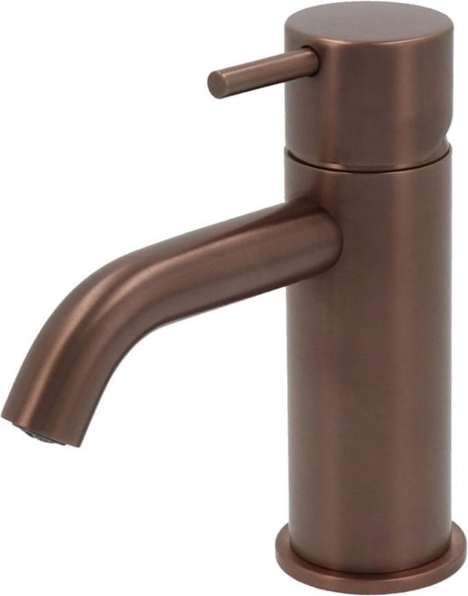 Hotbath Cobber - Wastafelmengkraan - zonder Waste - Laag - Geborsteld Koper PVD - Opbouw - Messing - V01