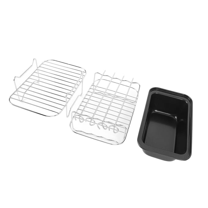 Friteuse Accessoires Set Grillrek met Spiesjes Siliconen Borstel Voedsel Tang Friteuse Cakevorm black