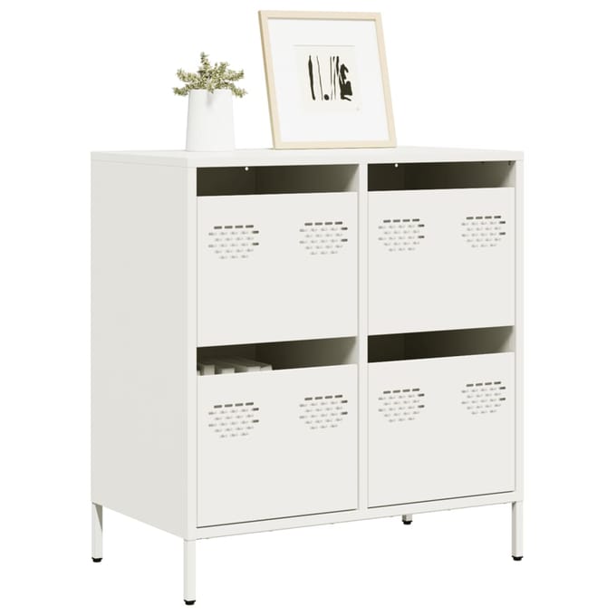 vidaXL - Dressoir - 68x39x73,5 - cm - koudgewalst - staal - wit