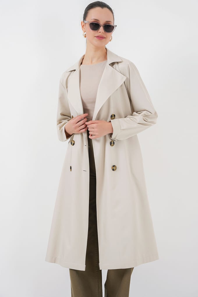 Dubbelbreasted Lange Trenchcoat