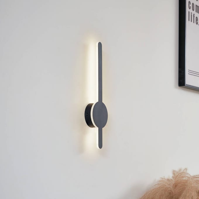 Lindby LED wandlamp Borian, zwart, aluminium, 40 cm