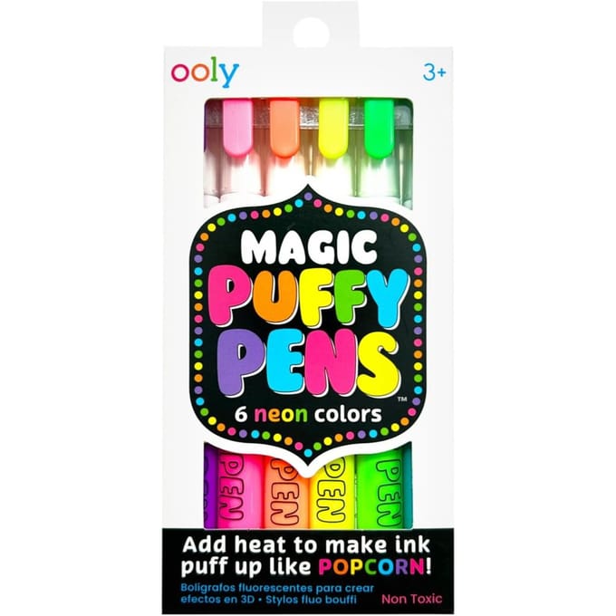 Ooly - Magic Puffy Pens – 6 Neon 3D stiften – Magische Puff-inkt door verwarming