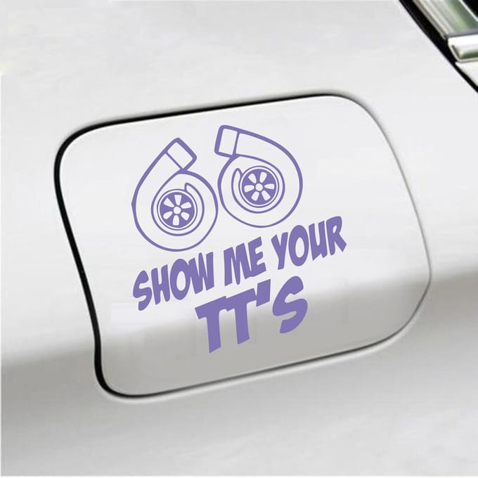 Bumpersticker - Show Me Your TTs - 15 X 15 - Paars