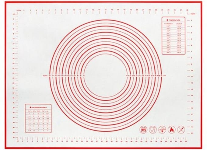 Siliconen Deegmat Silicone 60 x 40 cm - Hittebestendig - Herbruikbaar - Maataanduidingen - Groot - KELERINO. - Rood