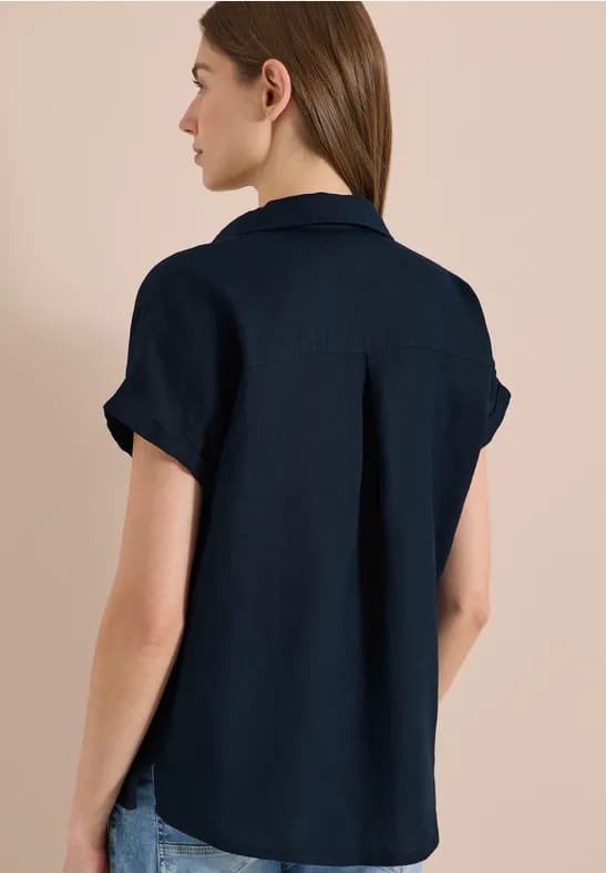 Blouse met hangende schouder in linnen