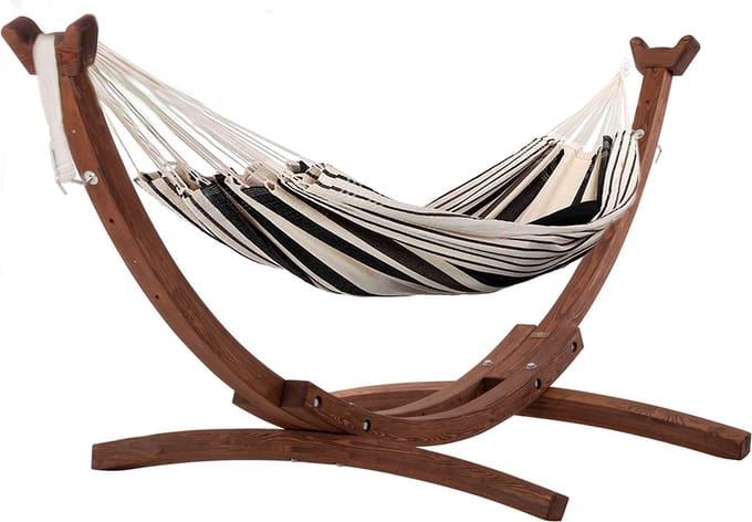 Hangmatset compact - Samba Cafe met massief houten standaard 250 cm