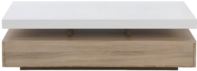 Vente-unique Salontafel FELIX - 2 lades - MDF - Kleuren: eiken en wit