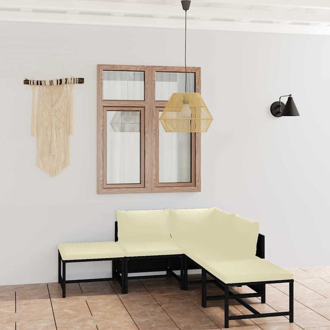 vidaXL - 6-delige - Loungeset - met - kussens - poly - rattan - zwart