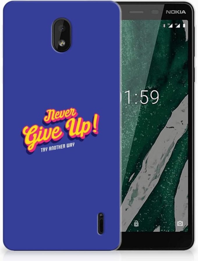 Nokia 1 Plus Siliconen hoesje met naam Never Give Up
