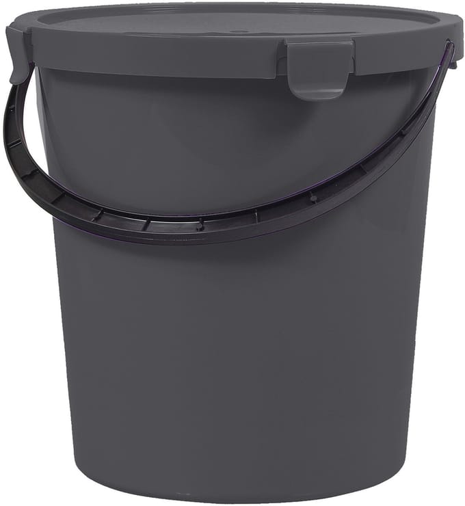 Plast Team Berry 5L emmer met deksel en handvat, donkergrijs
