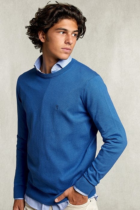 River Woods Basic Crew Neck Pullover Exotic Blue Mix Blue Size: S | Sweaters Outlet | Heren | Blauw