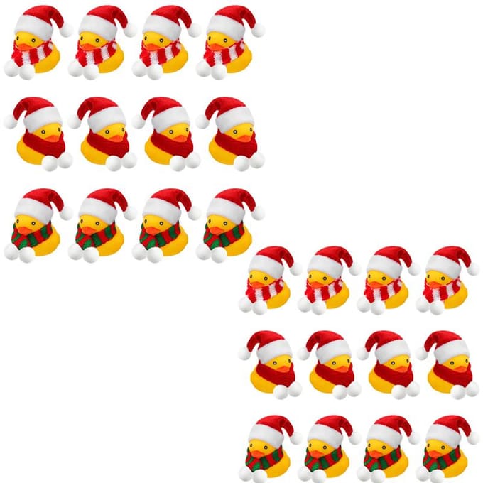 1224 Stuks Kerst Mini Rubberen Eendjes in Bulk Met Kerstmutsen en Sjaal Rubberen Eendjes Badspeelgoed Voor Kerstfeest