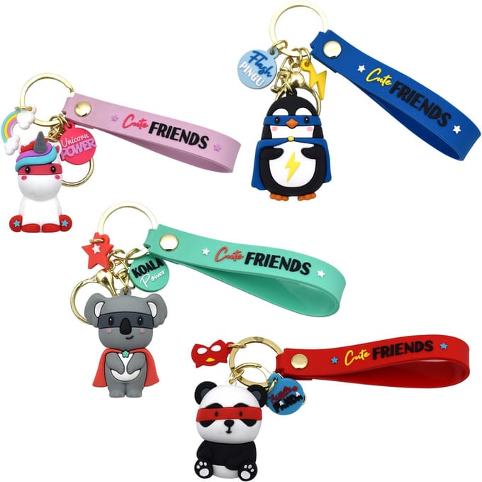 Cute Friends Sleutelhanger Set 3D - Silicone - Set van 4