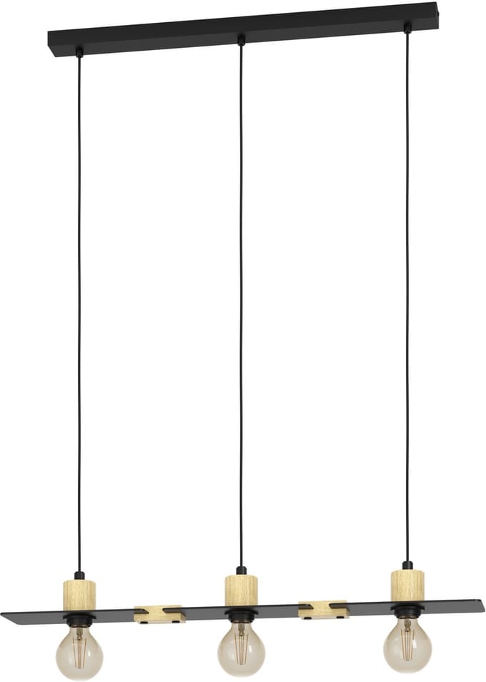 EGLO Bramerton Hanglamp - E27 - 81 cm - Zwart|Bruin
