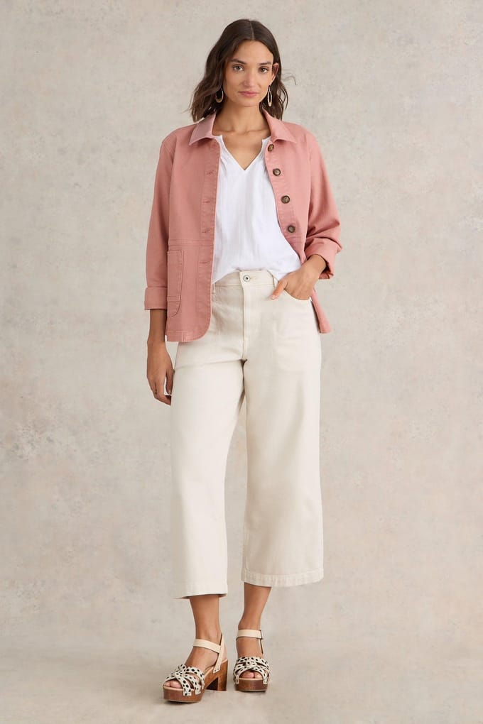 White Stuff Carrie Denim Jacket Mid Pink Größe: 18 REGULAR | Leichte Jacken Outlet | Damen | Blau