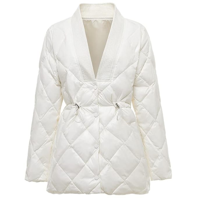 Vrouwen Elegant Wit Eend Donsjack Koreaanse Mode V-hals Slanke Bandage Lichtgewicht Donsjas en Parka Warme Uitloper M zwart