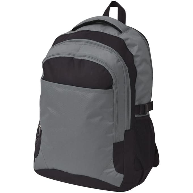 vidaXL - Rugzak - voor - school - 40 - L - zwart - en - grijs