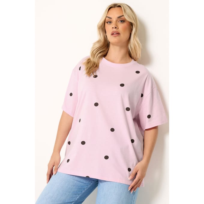 Yours Roze Met Stippen Oversized Tshirt Size 42
