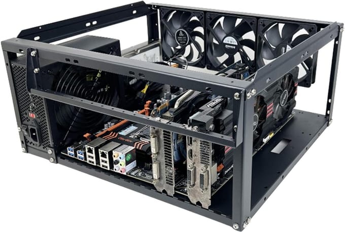 Computerbehuizing Middentoren - PC Case Open Frame - Gaming PC Bouwen - Draagbaar Open Ontwerp - 450x343x195mm - Zwart