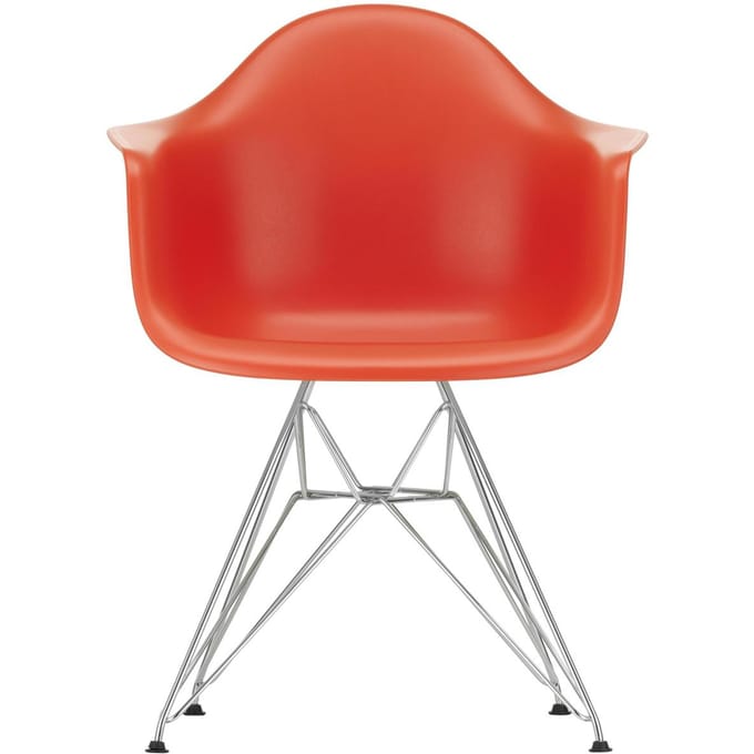 Vitra - DAR Eames Plastic Armchair - poppy red RE - verchroomd - rood