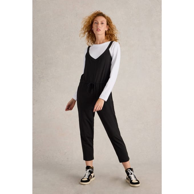 White Stuff Drawstring Jersey Jumpsuit Pure Black Taglia: 8 | Tute Outlet | Donna | Nero