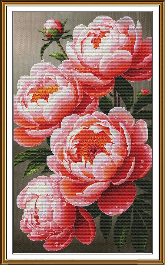 Borduurpakket Nova Sloboda - Lush Peonies - Weelderige Pioenrozen