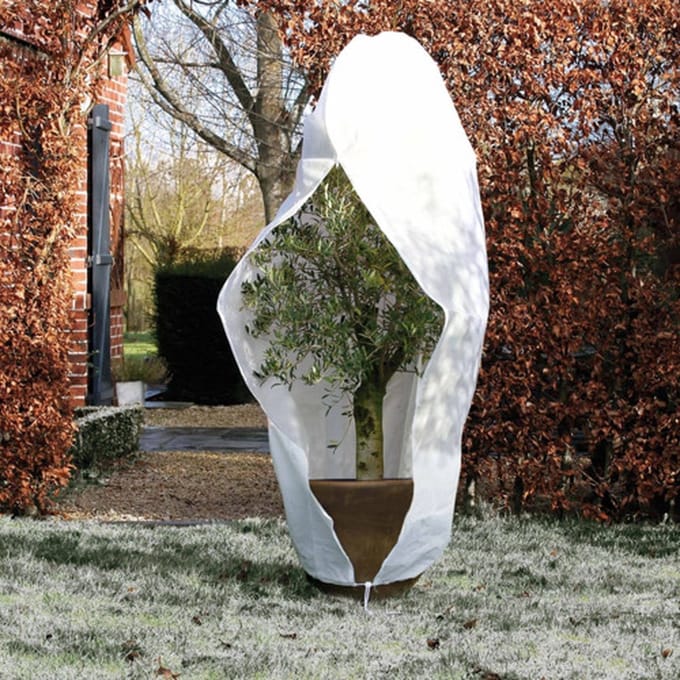 Nature - Winterhoes - 300 x Ø250cm - wit - afdekhoes - met rits