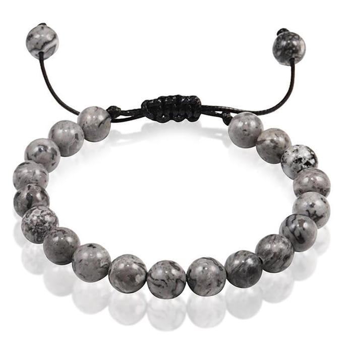 Verstelbare kralen armband Memphis Grijs Natuursteen 8mm