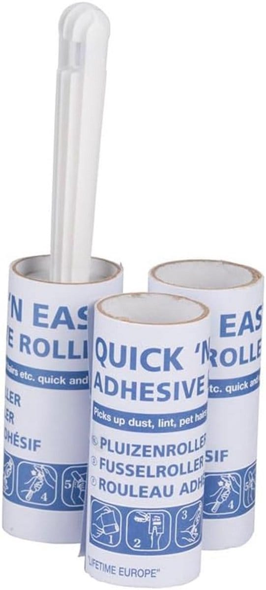 Plakroller Set met 3 Extra Rollen voor Kleding, Meubels en Huisdierharen