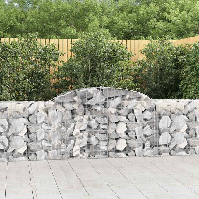 vidaXL - Schanskorven - 12 - st - gewelfd - 300x30x80/100 - cm - ijzer