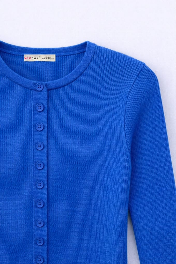 Geknoopte Slim Fit Ribbelgebreide Cardigan