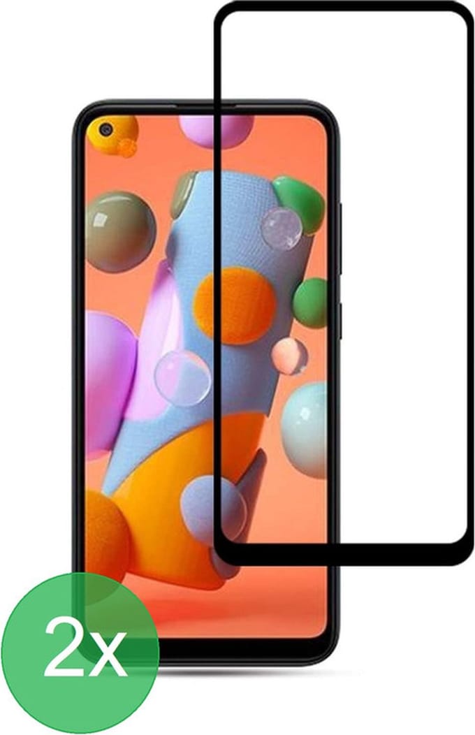2x Full Cover Screenprotector Geschikt voor: Samsung Galaxy A11 - Screen protector - volledige glas - bescherming - beschermglas - ZT Accessoires