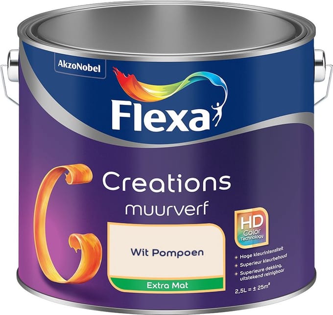 Flexa - Creations Muurverf Extra Mat - Wit Pompoen - Mengverf - 2,5 L