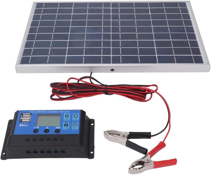 Zonnepaneel - Druppellader - Accu Onderhoud - Geïntegreerde Controller - 10 Watt - Zwart